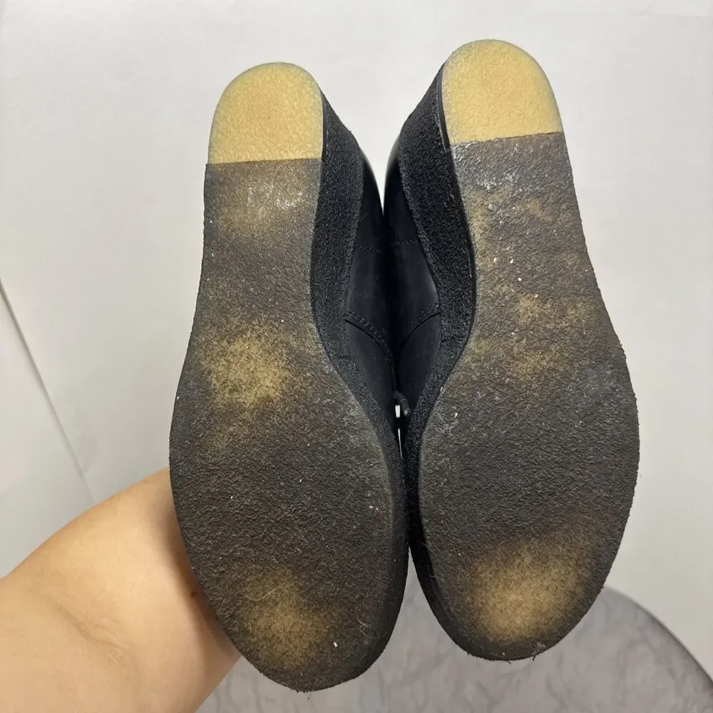 Clarks Women’s Athie Terra Black Lace Up Wedge Heel Platform‎ Boots Size 8.5